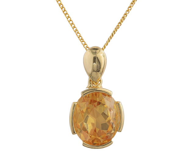 18KT GOLD PENDANT SET WITH 01 CITRINE 